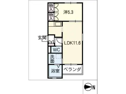 メゾンオルキデ(1LDK/2階)の間取り写真