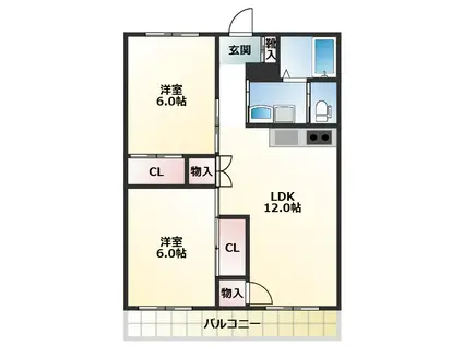 シャルム戸塚(2LDK/1階)の間取り写真