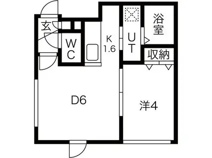 トルペ平岸(1DK/1階)の間取り写真