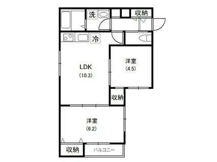 メゾンハーモニー(2LDK/1階)の間取り写真