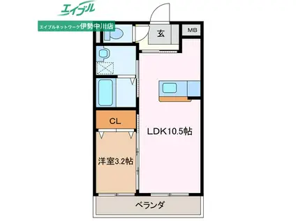 アンジュー(1LDK/1階)の間取り写真