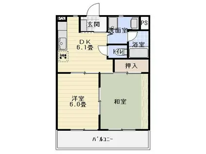 フェリース(2DK/3階)の間取り写真