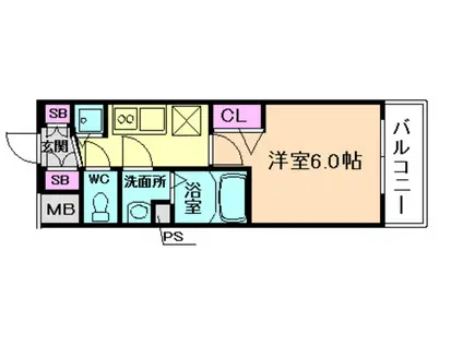 ポルト・ボヌール梅田ウエスト(1K/2階)の間取り写真