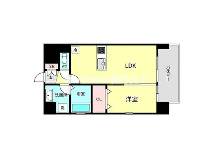 ALZA北堀江(1LDK/3階)の間取り写真