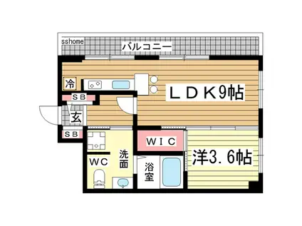 甲南第3六甲ハイム(1LDK/3階)の間取り写真