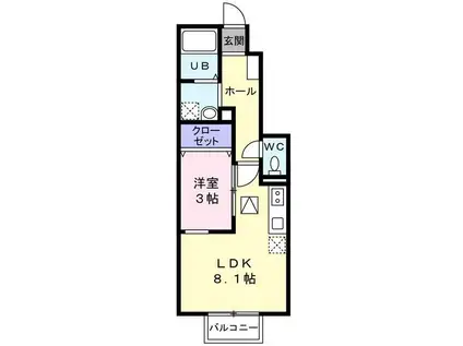 FJ小田原(1LDK/1階)の間取り写真