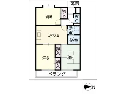 シティーガーデン五軒家(3DK/1階)の間取り写真