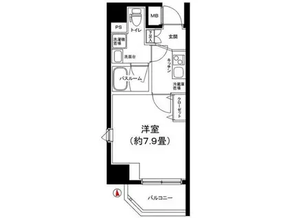 ティモーネ上野の森ノース(1K/9階)の間取り写真