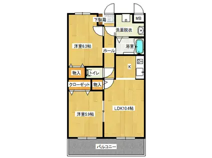 ユーミーライツェント(2LDK/3階)の間取り写真