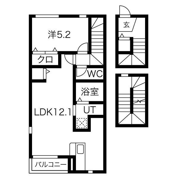 エストポミエ B棟(1LDK/3階)の間取り写真