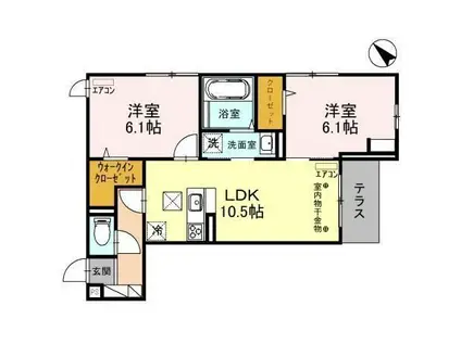 フォンテーヌB(2LDK/1階)の間取り写真