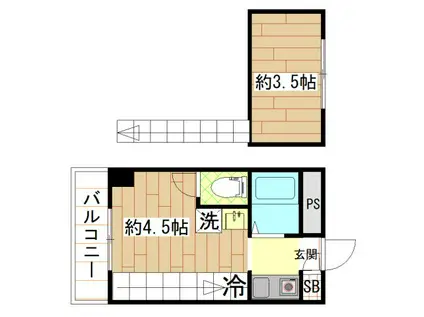 プリエール光陽(1K/3階)の間取り写真