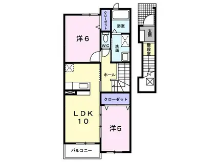 フィオーレ.K(2LDK/2階)の間取り写真