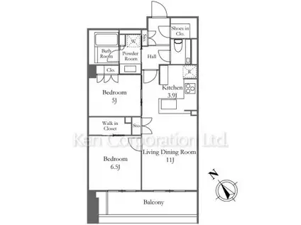 ジオ南青山(2LDK/2階)の間取り写真
