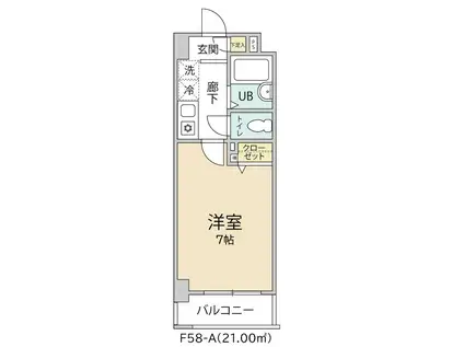 クオーレプロバンス南行徳II(1K/4階)の間取り写真