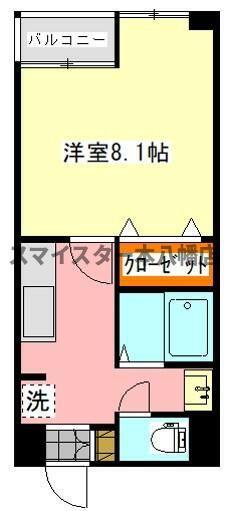 ウィステリア新田町(1K/3階)の間取り写真