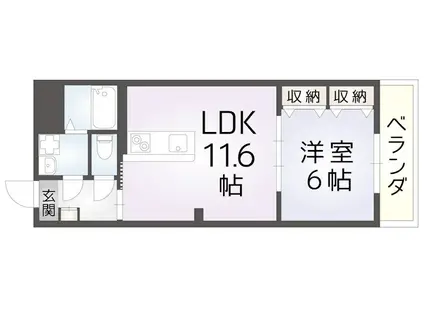 シャルレ7番館(1LDK/3階)の間取り写真