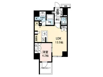 サンクレイドル御苑内藤町(1LDK/7階)の間取り写真