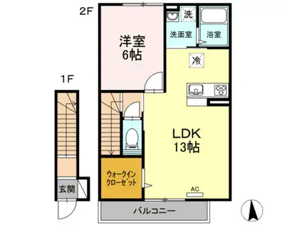 XEVOHARU(1LDK/2階)の間取り写真