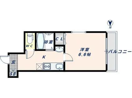 リバーライズ高井田(1K/3階)の間取り写真