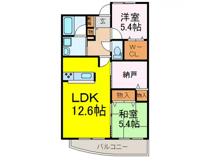 花水木の里C棟(2SLDK/1階)の間取り写真