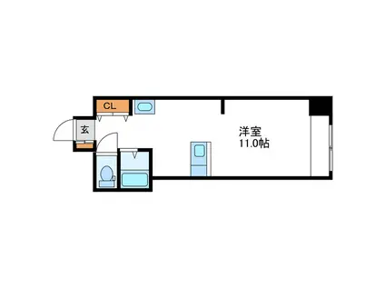 CROSS POINT クロスポイント(ワンルーム/9階)の間取り写真