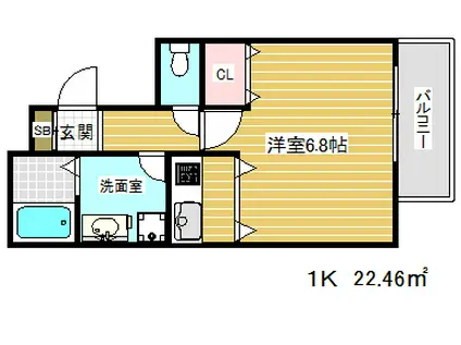プレサンス三宮花時計前(1K/10階)の間取り写真