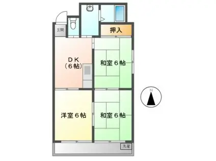 マンション丘(3DK/3階)の間取り写真