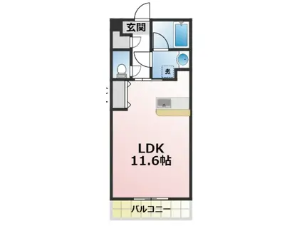 エスポワール(ワンルーム/2階)の間取り写真