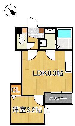 CRECIA楠木(1LDK/1階)の間取り写真