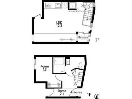 東急大井町線 緑が丘駅(東京) 徒歩5分 2階建 築8年(1LDK/1階)の間取り写真