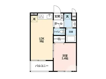 橋野マンション(1LDK/1階)の間取り写真