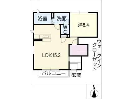 クレセオ花水木(1LDK/1階)の間取り写真