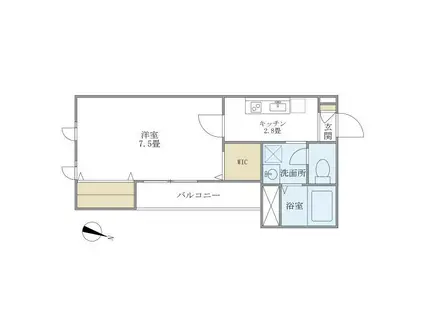 エバーハイツ(1K/2階)の間取り写真