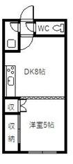 サンピア渡辺I(1DK/3階)の間取り写真