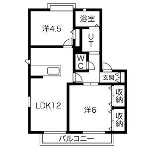 カサベルデC(2LDK/1階)の間取り写真