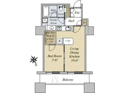 東京ツインパークス(1LDK/18階)の間取り写真