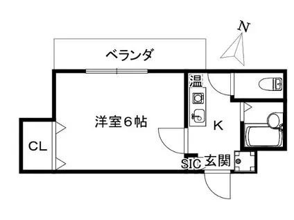 サンロイヤル八幡(1K/3階)の間取り写真