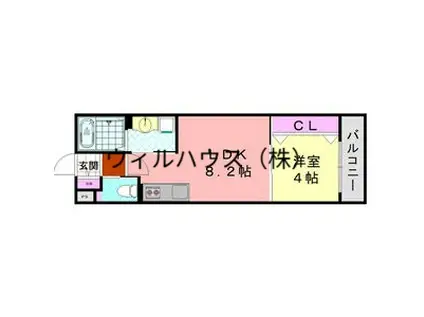 ダン・ル・ボア鳳東(1LDK/1階)の間取り写真