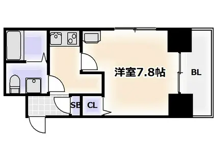 BLUEBEE田辺駅前(1K/6階)の間取り写真