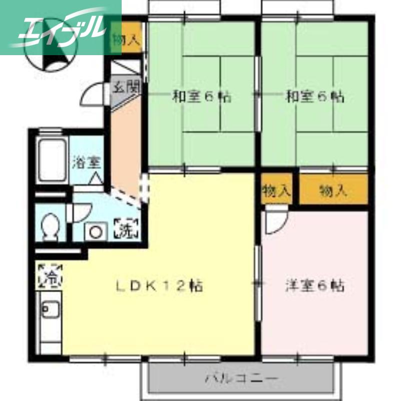グランドール新福(3LDK/2階)の間取り写真