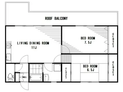 ヴィ・ラージュ梅園(2LDK/6階)の間取り写真