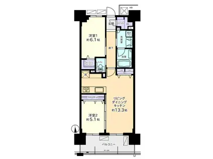 プレミア高岡駅前レジデンス(2LDK/9階)の間取り写真