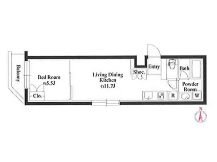 GRAN PASEO代々木上原II(1LDK/2階)の間取り写真