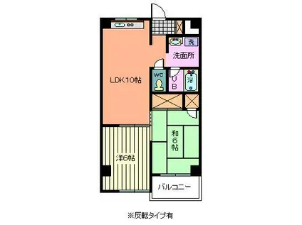 ハイデンス上の宮II(2LDK/3階)の間取り写真