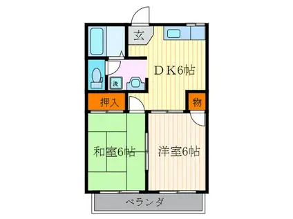 メゾン清水(2DK/2階)の間取り写真