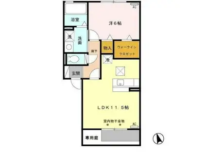 リビングタウン桃の里 C(1LDK/1階)の間取り写真