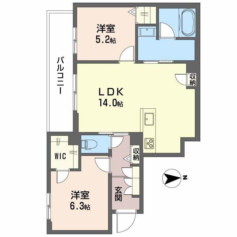 スプレンドーレ新金岡(2LDK/2階)の間取り写真