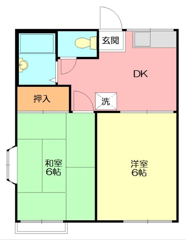 グランデュール西海岸B(2DK/1階)の間取り写真