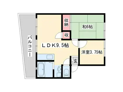 河原サンハイツA(2LDK/1階)の間取り写真